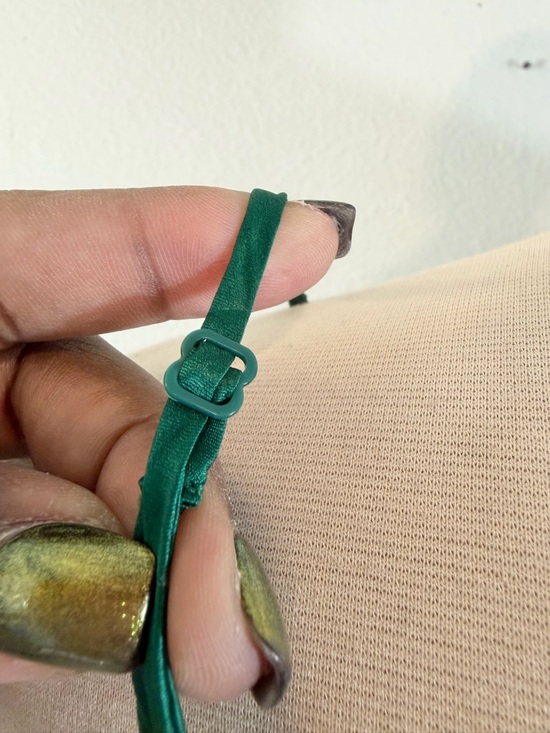 90s Vintage Victoria’s Secret Silk Slip Dress XS Emerald Green Gold Embroidered - Picture 8 of 11